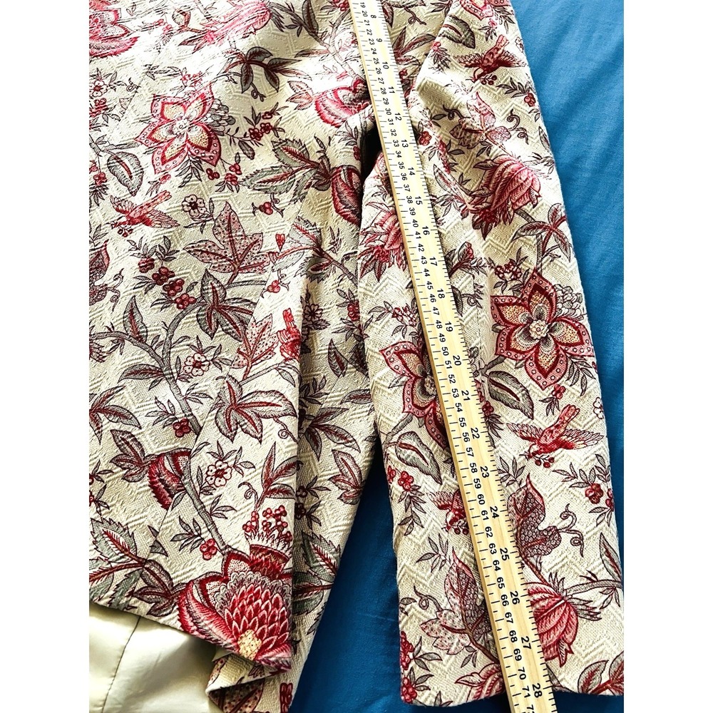 TALBOTS Womens Blazer Size 14W Floral Birds Textured Cotton Silk Casual Jacket - Picture 10 of 10